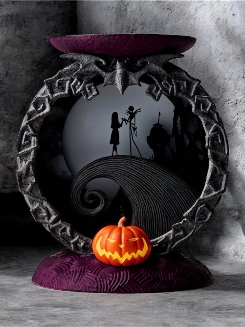 Nightmare Before Christmas BBW Spiral Hill Light Up 3 Wick Candle Holder NEW